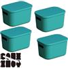 CNKHDZ Set da 4 contenitori con coperchio, contenitori impilabili con coperchio, contenitori in plastica per scaffali, cucina e bagno (Verde, 25.5 * 18 * 15.4cm)
