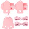 G2PLUS 100PCS Etichette Regalo,4.5x9.5cm Etichette Carta Kraft Rosa
