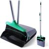 Eyliden Set combinato di scopa con paletta, paletta per la polvere, pettine autopulente, setole dense a 4 file, scopa e paletta per casa, ufficio, hall, negozio, aula, dormitorio (nero e verde)
