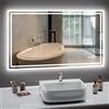 PESENXAN Specchio da bagno con illuminazione, 100 x 60 cm, specchio LED da bagno, 3 colori di luce, dimmerabile, anti appannamento, bagno con illuminazione, interruttore touch, vetro antiesplosione