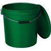 BenBow Secchio con coperchio, 30 l, verde, 3 x 30 litri - Alimentare stabile ermetico a prova di perdite neutro inodore contenitore in plastica con manico in metallo vuoto - per uso domestico
