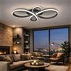 Arcadia Plafoniera Led Soffitto Moderna con Luce Calda e Fredda Dimmerabile con Telecomando e App - Lampadario Camera da Letto Soggiorno Cucina Cameretta - 4300LM 80 cm - Modello Apollo (Nero)