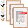 HIMEETIME® 3x Cornice A4 21x30 cm in legno massiccio di quercia con fronte in perspex, per esporre un'immagine di 15x21 cm con tappetino o 21x29.7 cm senza tappetino,Cornice per fotografie A4
