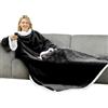 Winthome Coperta con Maniche, Plaid Divano Morbida e Calda, Coperte Indossabile con Tasche Grandi, Blanket Natalizia per Regali Invernali Risparmio sui Costi di Riscaldamento (140x180cm, Nero)