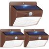 Peasur Cornice Marrone/138 LED Luce Solare LED Esterno 3 Modalità Faretti Solari a Led da Esterno IP65 Lampada Solare da Esterno con Sensore di Movimento-3 Pezzi