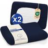 Dreamzie Federa per Cuscino Cervicale, Set da 2-95% Cotone, 5% Elastan - Federa Cuscino Cervicale per Dormire, Lavabile Blu scuro, 40-50 x 60-75cm