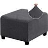 Pekrido Copripouf Quadrato, Copri Poggiapiedi Morbido Jacquard Fodere per Pouf Rettangolari Elasticizzati per Pouf Rimovibili per Soggiorno Camera da Letto,Grigio scuro