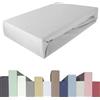 Edda Lux Premium - Lenzuolo con Angoli per materassi con altezza da 20 a 40 cm, 90 x 200/220 cm, 100 x 200/220 cm, 95% Cotone 5% Elastan, OEKO-Tex, in Jersey, colore: Platino