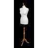 The Shopfitting Shop Manichino Deluxe prova abiti, da donna, taglia 40/42, da sarto, busto, copertura color crema, treppiede in legno effetto faggio