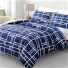 Pamposh Set copripiumino Copripiumino reversibile in microfibra spazzolata di alta qualità - Set di biancheria da letto ipoallergenico (Blu, (260 x 220) + 2 x (50 x 80))