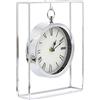 Carousel Home Gifts Elegante orologio da tavolo in argento silenzioso e moderno, senza ticchettio, orologio da tavolo cromato, 25 cm