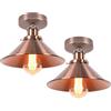 iDEGU 2 Pezzi Lampade da Soffitto Industriale in Metallo Design Edison Lampadario a Sospensione Vintage Plafoniere Illuminazione E27 Applique per Cucina Corridoio Salotto Bagno, 22 cm (Rame Rosso)