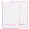 Ristohouse Set 2 Asciugamani Asilo Personalizzati con Nome Ricamato 40x60 cm - 100% Cotone - Spugna con Banda Aida - Rosa o Azzurro - Made in Italy (ROSA)