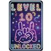 Sinekong Targa Metallo Level 10 UNLOCKED, Decorazione 10 Compleanno Ragazzo 10 Compleanno Decorazione Per gamer Divertenti Decorazione per Sala Da Gioco Retrò, Idea Regalo per Giocatori 20x30cm