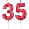 mciskin Candele rosse per 35° compleanno, candela 3D numero 35 per torta, decorazioni per 35° compleanno per donne uomini, candele decorazioni rosse Torta Topper per feste Suppie