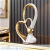 ODMYZG Statua in ceramica a doppio cuore,Elegante cuore per la decorazione,scultura decorativa per la casa,soggiorno,decorazione dell'ufficio,adatta come regalo.