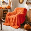 Lanpn Coperta Autunno per Sedia Divano, Morbidi Coperte Plaid Jacquard 3D Zucca, Flanella Sherpa Trapuntino, Peluche Caldo Copriletto Letto, Regalo Autunnale Arancione Decor Casa Fattoria, 130x150 cm