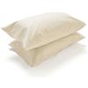 PARAMAISON Coppia Federe Cuscino Letto, Morbide Traspiranti, Set 2 Copricuscini Cotone 100% a Sacchetto, Tinta Unita | 52x82 cm Bianco