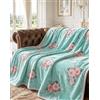 B O S A L O N I Plaid Matrimoniale 200x230 cm BOSALONI HOME - Coperta King Size XXL per Letto e Divano, Morbida e Corposa, Copriletto Decorativo Elegante, Collezione Elegance (Bouquet Cielo)