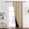 PONY DANCE Tenda oscurante al 100% con occhielli, 1 pezzo, 260 x 140 cm, oscurante, per camera da letto, a doppio strato e spessa, contro il calore, tende termiche, colore: beige