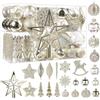 SHareconn Set 100 Palline di Natale Plastica, Decorazioni Albero, Champagne | Plastica, Infrangibile, con Cordino, Facile Da Appendere, decorazioni albero di natale, da Interno o Esterno