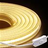 XUNATA Striscia LED COB 220V con Interruttore, Alta luminosità 288 LED/m, IP65 impermeabile, Nastri LED Flessibile Luce a Corda con Alimentatore (0.5m, Bianco Caldo)