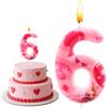 Jarudlc Barb Feste Candela, Decorazioni Torta Barb, Rosa Decorative Torta, 3D Ragazze Candela, Compleanno 6 Anni