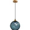 MZStech Globo in vetro Blu scuro da 20 cm Lampada a sospensione con base in bronzo dorato e sfera in vetro Lampada da soffitto sospesa per isola cucina Sala da pranzo e comodino (Blu scuro)