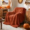 Lanpn Coperta Autunno per Sedia Divano, Morbidi Coperte Plaid Jacquard 3D Zucca, Flanella Sherpa Trapuntino, Peluche Caldo Copriletto Letto, Regalo Autunnale Marrone Decor Casa Fattoria, 130x150 cm