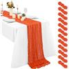 Pesonlook Confezione da 12 runner da tavola arancione in garza, 3 m, stile bohémien, 53 x 305 cm, rustico, romantico, lungo, per feste di nozze, addio al nubilato, decorazioni natalizie