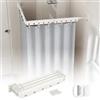 jackfru Asta per tenda da doccia pieghevole senza foratura, con tenda da doccia impermeabile, asta girevole a forma di L o dritta, tenda da doccia con asta per bagno (bianco, pieghevole a 4 scomparti)