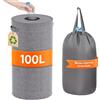 Lifewit 100L Rotonde Conservazione Delle Bottiglie con Coperchio, Pattumiera Differenziata per Bottiglia Plastica e Bottiglia Vetro, Raccolta Riciclaggio con Foro, Pattumiera Cucina, Grigio