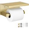 TURS Porta Carta Igienica Con Scaffale A Parete Antiruggine OroSpazzolato | SUS304 in Acciaio Inox Toilet Roll Holder Installazione di Viti Nascoste per Bagno Porta Rotolo di Carta Igienica da Parete