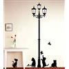Deco-online Gatti neri e una lanterna farfalle Adesivo murale murale articolo Deco casa muro arredamento decorazione decalcomanie Bella decorazione Stanza del bambino
