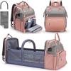 Chickwin Zaino Cambio Neonato con Fasciatoio, Zaino Neonato Multifunzione Mamma Zaino per Neonati per Viaggio Borsa Fasciatoio Portatile Grande per Mamma e Papà (27 pollici,Rosa)