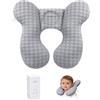 KAKIBLIN Cuscino da viaggio per bambini, cuscino da collo per seggiolino auto, cuscino di supporto per collo per testa e collo, supporto per la testa del neonato per seggiolino auto, passeggino