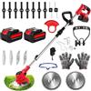 Highlandhue Decespugliatore da giardino senza fili, elettrico senza fili, 21 V, con 2 batterie da 2000 mAh, lame in metallo regolabili, decespugliatore telescopico leggero con rullo per giardini, prati del parco