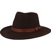 Hut Breiter Breiter Cappello da Trekking Feltro 100% Lana, Pieghevole e Impermeabile, Fedora Finiture in Pelle, da Uomo e Donna, Marrone - Frange, 54
