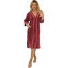 Selente Sweet Dreams - Accappatoio da donna in cotone con chiusura lampo e tasche, made in EU, bacca, XXL