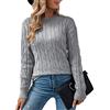 Niwicee Maglione da Donna Girocollo Maniche Lunghe Donna Elegante Casual Maglione Caldo Maglione Lavorato a Maglia Maglione Autunno Inverno Pullover Casual Knitted Bluse-B-Grigio Chiaro-M