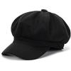 KorhLeoh Cappello da Donna Ottagonale, Stile Vintage, 8 Pannelli, con Visiera Paperboy, Cappello da tassista, Tinta Unita, per Ragazze e Adolescenti, Nero, M