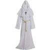 GOLDSTITCH Amayar Friar - Costume da monaco medievale/rinascimentale, saio con cappuccio Bianco White