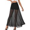 KIFOVEN Gonna da Donna a Vita Alta in Maglia Trasparente, Gonna Lunga a Linea A Svasata, Nero, Taglia X-Large