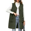 RITOSTA Gilet Pile Donna Lungo Smanicato Giacca Teddy Invernale Caldo Giubbotto Termica Cappotto Senza Maniche Elegante Gilet Pelliccia Lunga Parka Giacche con Tasca(Verde,L)