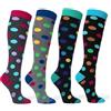 Lucchetti Socks Milano Calze Lunghe Donna Caldo Cotone, Termiche, Fantasia Colorata, Righe,Morbide e Traspiranti, Perfette per Inverno, Uso Quotidiano Confortevoli e Resistenti 4 Paia (35-40, Set Pois colors true)