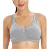 Lemorosy Reggiseno Cotone Donna Senza Ferretto Taglia Plus(Grigio,6F)