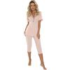 Selente Sweet Dreams, Moderno Pigiama con Pantaloni 3/4 (Made in EU), Beige, Taglia S