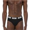 MOSCHINO Confezione da 2 slip con logo in cotone a contrasto Supima colore nero, Nero , M
