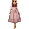 Generic Vestito Oktoberfest Donna Vestito Tirolese Donna Dirndl Lungo Vestito Bavarese per Oktoberfest Elegante Abito con Cintura in Vita Costume Feste
