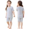 HAHASHOW Completi Estivi Bambino bambù Pigiama 7-8 Anni, Grigio